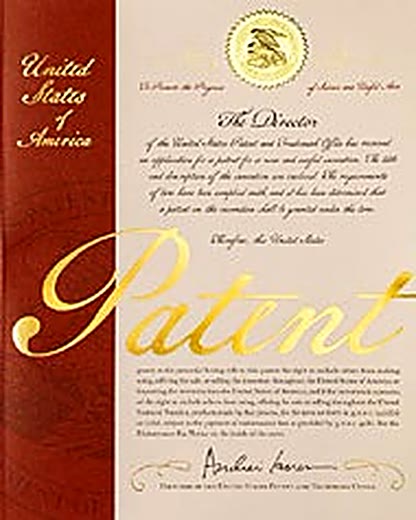 United States Patent certificate